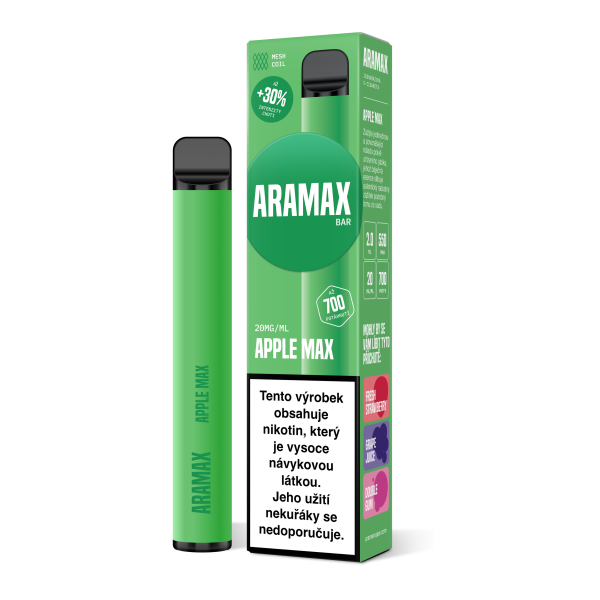 Aramax Bar 700 elektronická cigareta Apple MAX 550mAh 2ml 20mg 1 ks