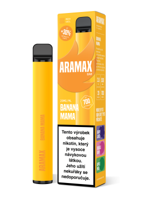 Aramax Bar 700 elektronická cigareta Banana Mama 550mAh 2ml 20mg 1 ks