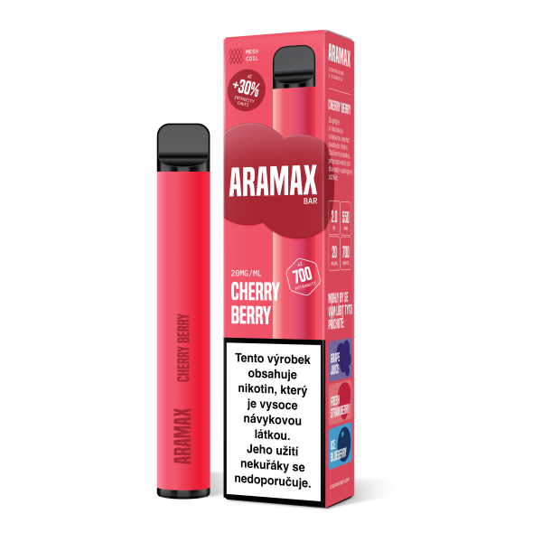 Aramax Bar 700 elektronická cigareta Cherry Berry 550mAh 2ml 20mg 1 ks