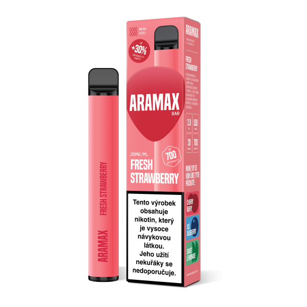 Aramax Bar 700 elektronická cigareta Fresh Strawberry 550mAh 2ml 20mg 1 ks