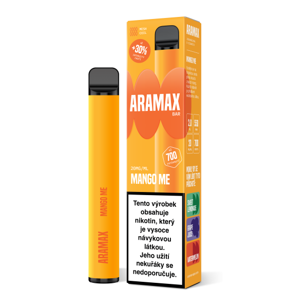 Aramax Bar 700 elektronická cigareta Mango Me 550mAh 2ml 20mg 1 ks