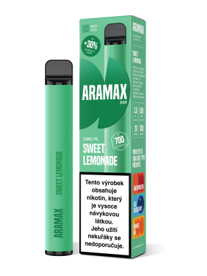 Aramax Bar 700 elektronická cigareta Sweet Lemonade 550mAh 2ml 20mg 1 ks