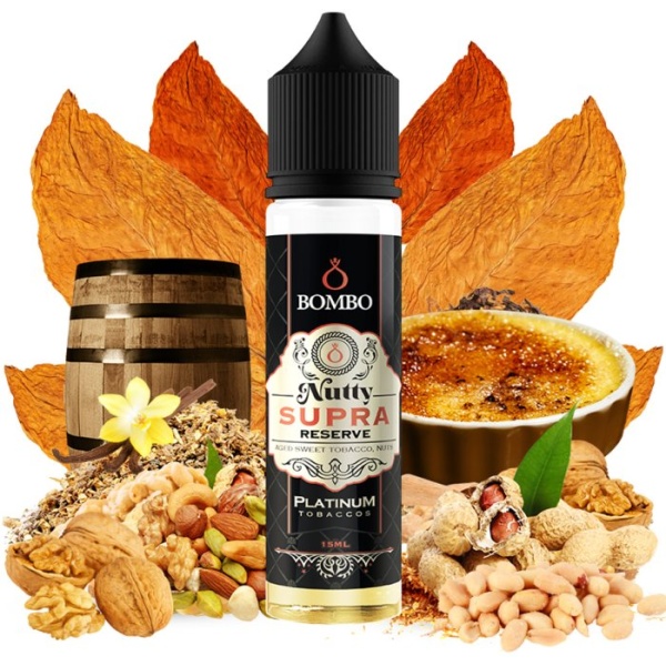 Příchuť Bombo Platinum Tobaccos S&V 15ml Nutty Supra Reserve (Tabák s karamelem a oříškovým máslem)