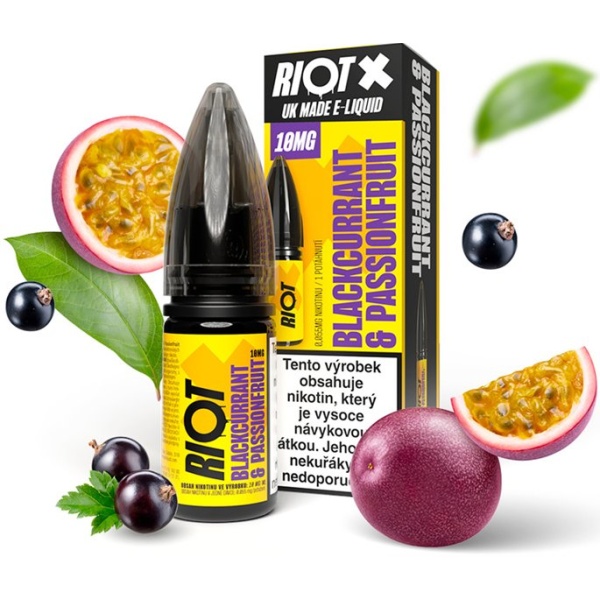 Riot Labs Liquid RIOT X Salt Blackcurrant & Passionfruit (Černý rybíz a marakuja) 10ml-20mg