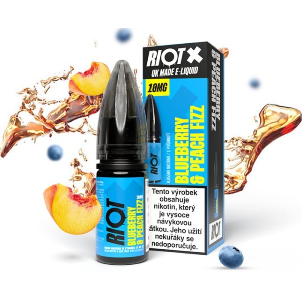 Riot Labs Liquid RIOT X Salt Blueberry & Peach Fizz (Borůvka a broskvová limonáda) 10ml-20mg