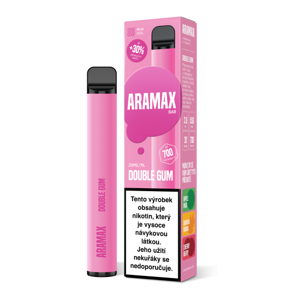 Aramax Bar 700 elektronická cigareta Double Gum 550mAh 2ml 20mg 1 ks